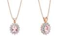 Macy's Morganite (7/8 ct. t.w.) & Diamond (1/5 ct. t.w.) Halo 18" Pendant Necklace in 14k Rose Gold